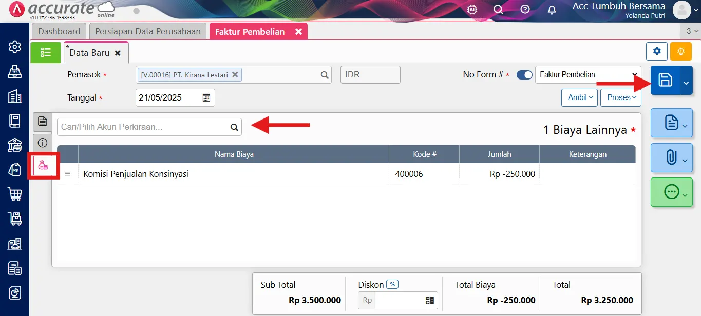 mencatat transaksi konsinyasi (pihak yang menerima titipan barang)